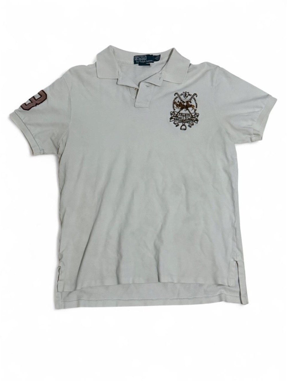 Polo by Ralph Lauren Men's White Embroidered Polo Shirt Size Large
